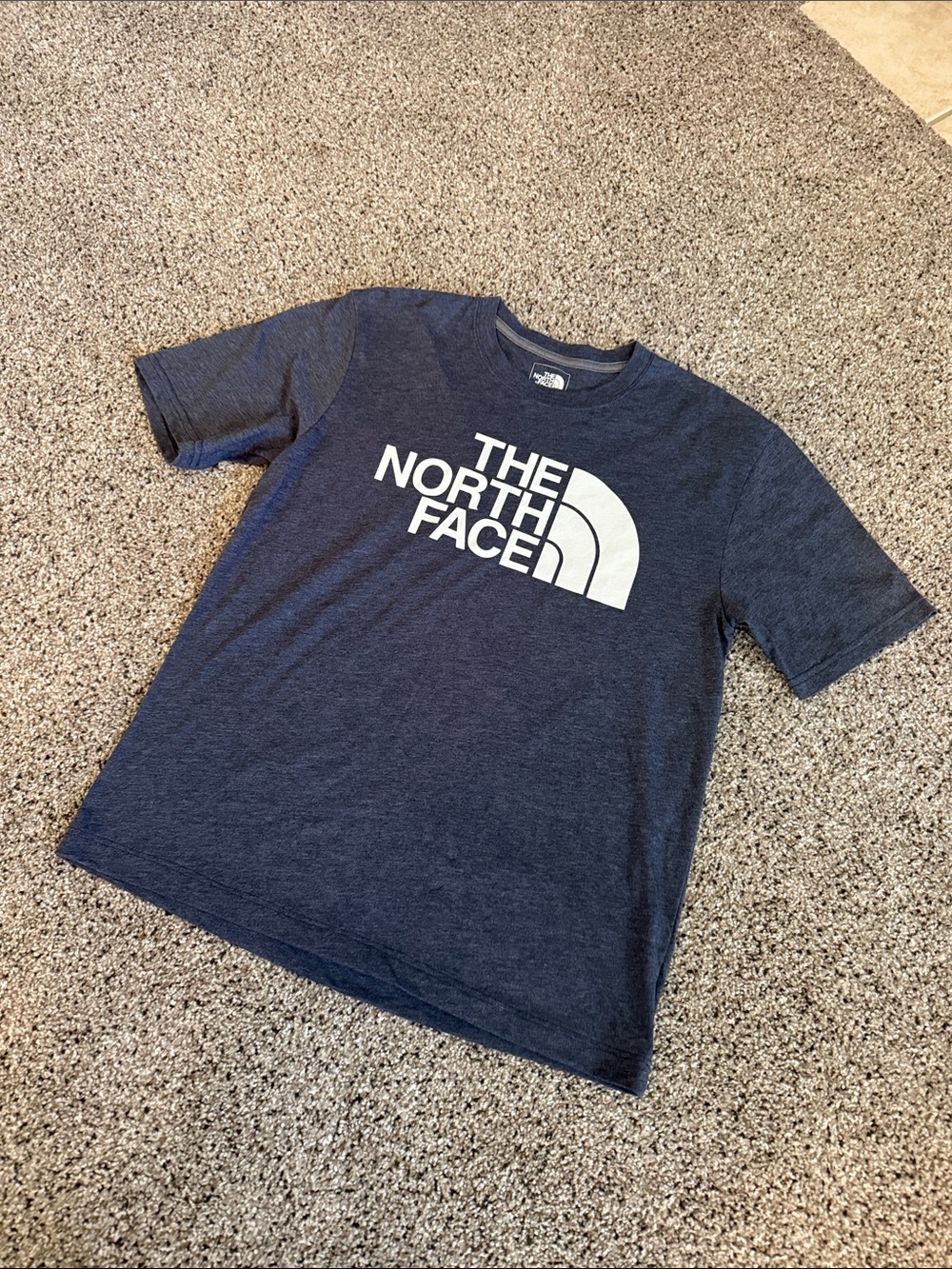 The North Face Navy Heather Short Sleeve Tee with White Logo